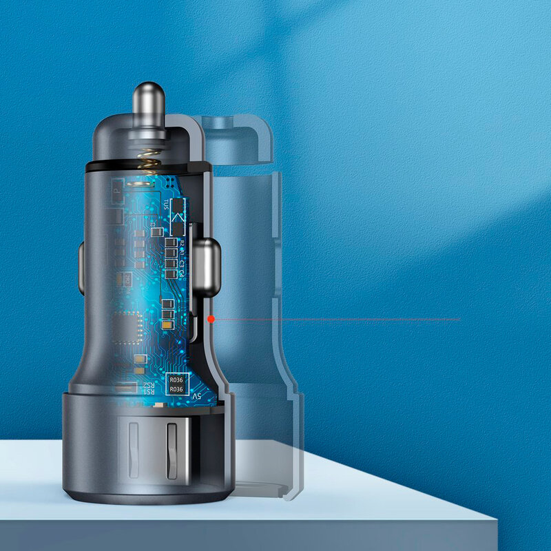 Incarcator Auto Dux Ducis B40 Space Dux 2xUSB QC 3.0 36W 2.4A - Argintiu