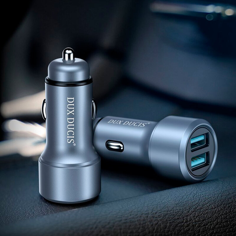 Incarcator Auto Dux Ducis B40 Space Dux 2xUSB QC 3.0 36W 2.4A - Argintiu