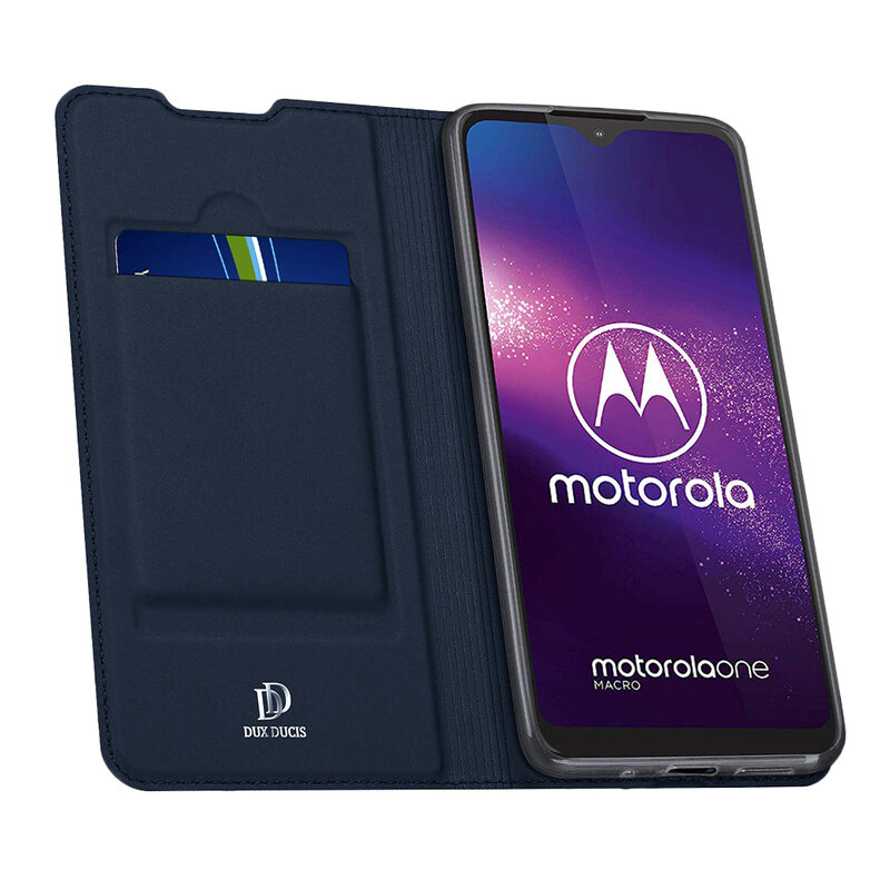 Husa Motorola One Macro Dux Ducis Flip Stand Book - Albastru