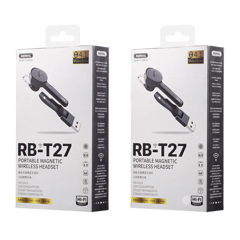 Casca Bluetooth Remax Mini Headset In-ear Headphone with USB Charging Station - RB-T27 - Alb