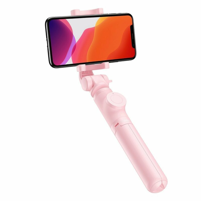 Suport Selfie Stick Baseus Lovely Bluetooth Tripod Telescopic Cu Telecomanda – SUDYZP-E04 – Roz