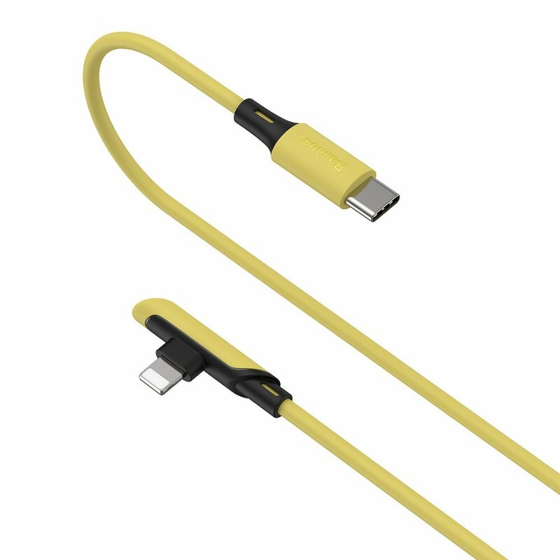 Cablu De Date Baseus Colourful Elbow 90° Type-C To Lightning 18W 1,2m - CATLDC-A0Y - Galben