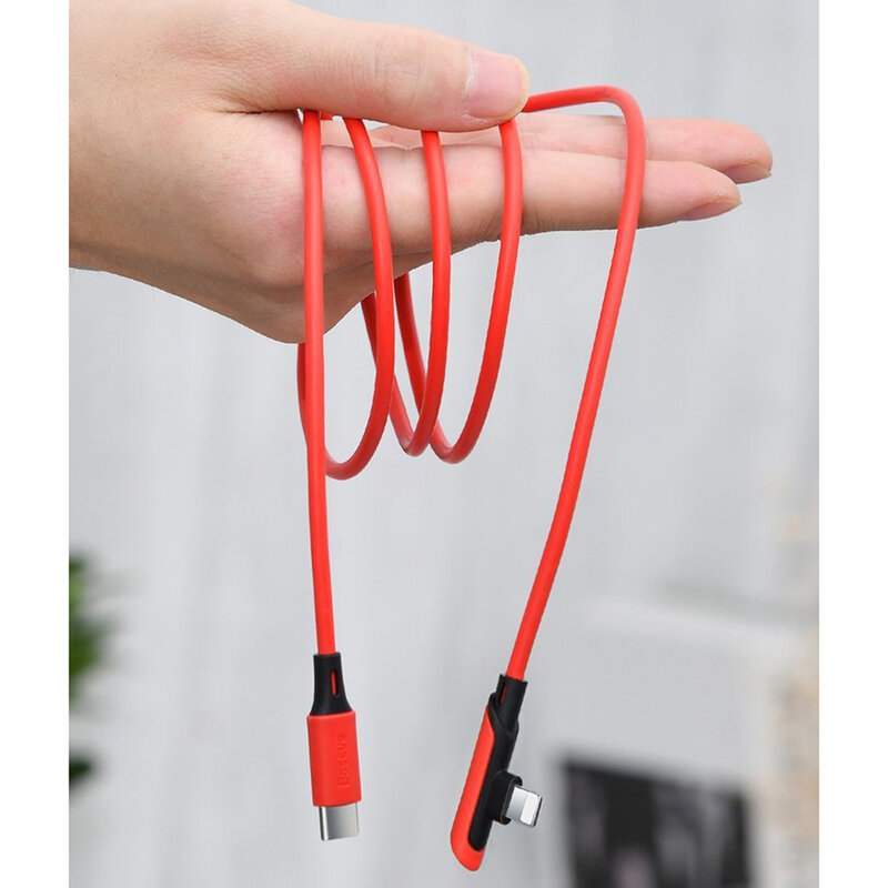 Cablu De Date Baseus Colourful Elbow 90° Type-C To Lightning 18W 1,2m - CATLDC-A0Y - Galben