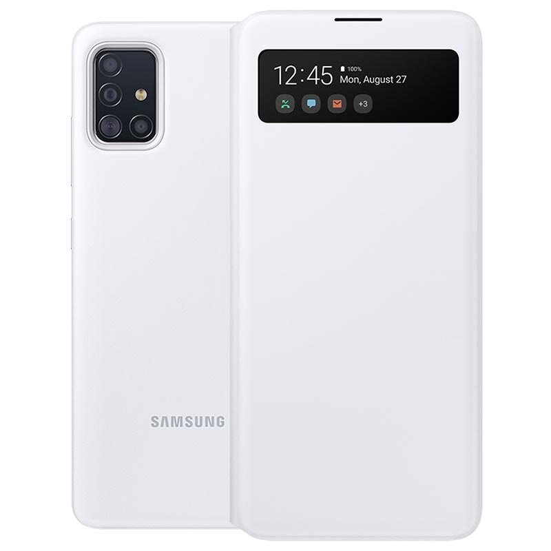 Husa Originala Samsung Galaxy A51 S View Wallet Cover - Alb
