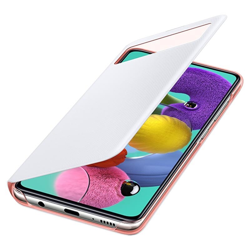 Husa Originala Samsung Galaxy A51 S View Wallet Cover - Alb