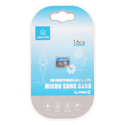 Card De Memorie USAMS Micro SDHC 16GB Clasa 10 Pentru Telefoane Si Tablete - Negru/Albastru 