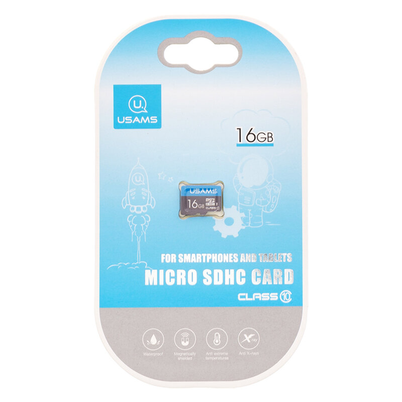 Card De Memorie USAMS Micro SDHC 16GB Clasa 10 Pentru Telefoane Si Tablete - Negru/Albastru 