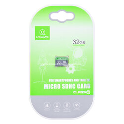Card De Memorie USAMS Micro SDHC 32GB Clasa 10 Pentru Telefoane Si Tablete - Gri/Verde