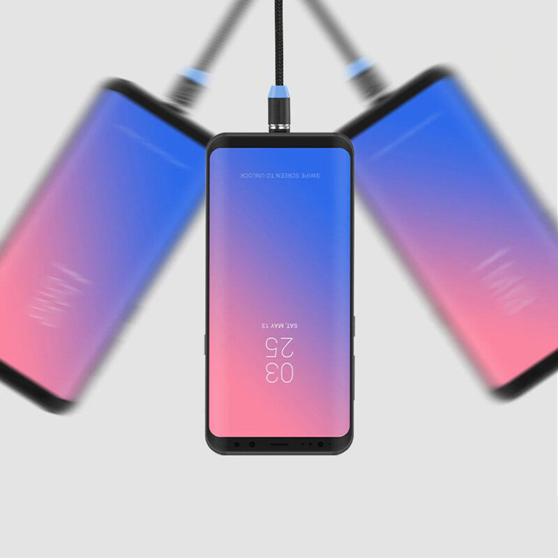 Cablu De Date Wozinsky 3in1 Magnetic Cu Led USB to Type-C/Micro-USB/Lightning 2.4A 1m – Negru