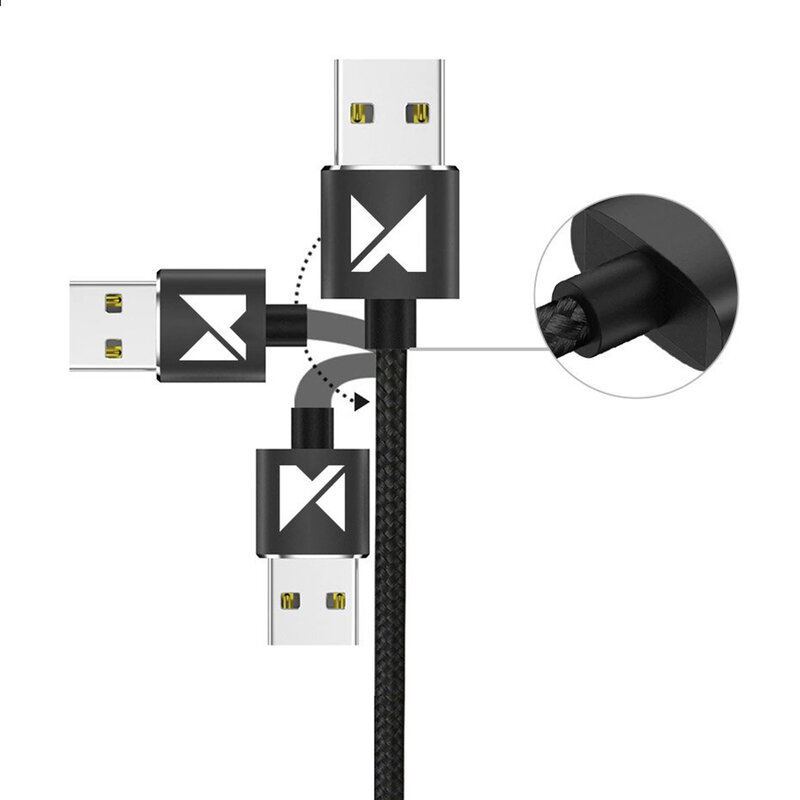 Cablu De Date Wozinsky 3in1 Magnetic Cu Led USB to Type-C/Micro-USB/Lightning 2.4A 1m – Negru