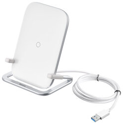 Incarcator Wireless Baseus Rib Cobble Induction Horizontal And Vertical Holder 15W - WXPG-02 - Alb