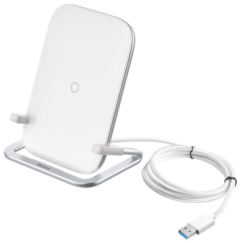 Incarcator Wireless Baseus Rib Cobble Induction Horizontal And Vertical Holder 15W - WXPG-02 - Alb