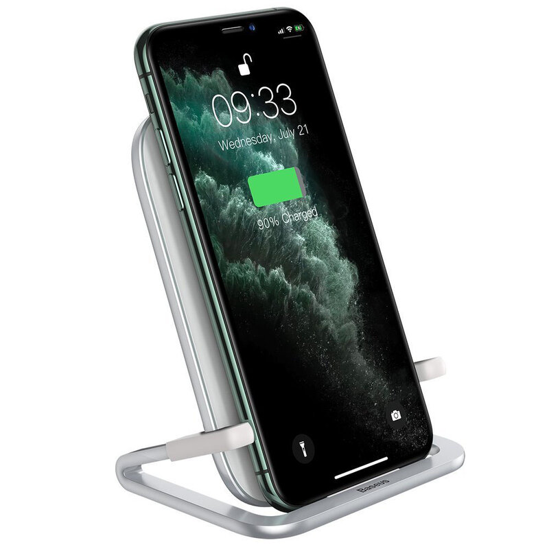 Incarcator Wireless Baseus Rib Cobble Induction Horizontal And Vertical Holder 15W - WXPG-02 - Alb