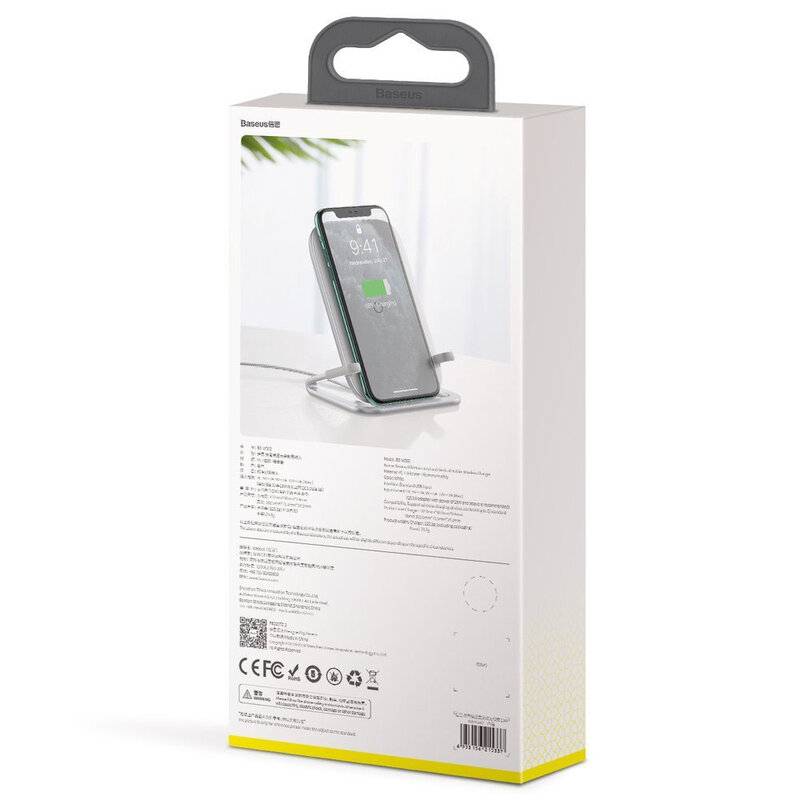 Incarcator Wireless Baseus Rib Cobble Induction Horizontal And Vertical Holder 15W - WXPG-02 - Alb