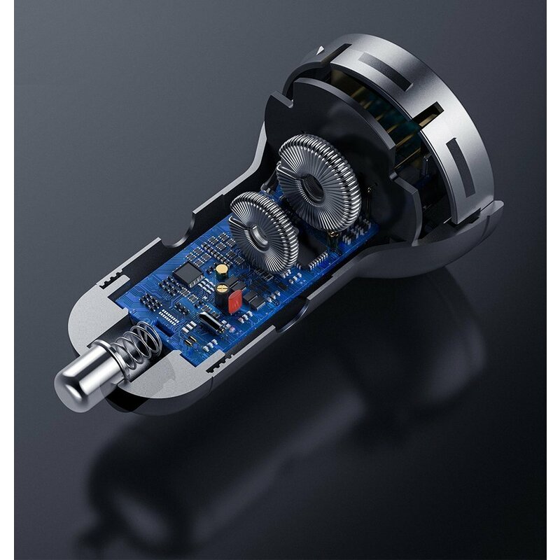 Incarcator auto Baseus Display 2xUSB + cablu 3in1 Type-C/Micro-USB/Lightning - TZCCBX-0G, negru