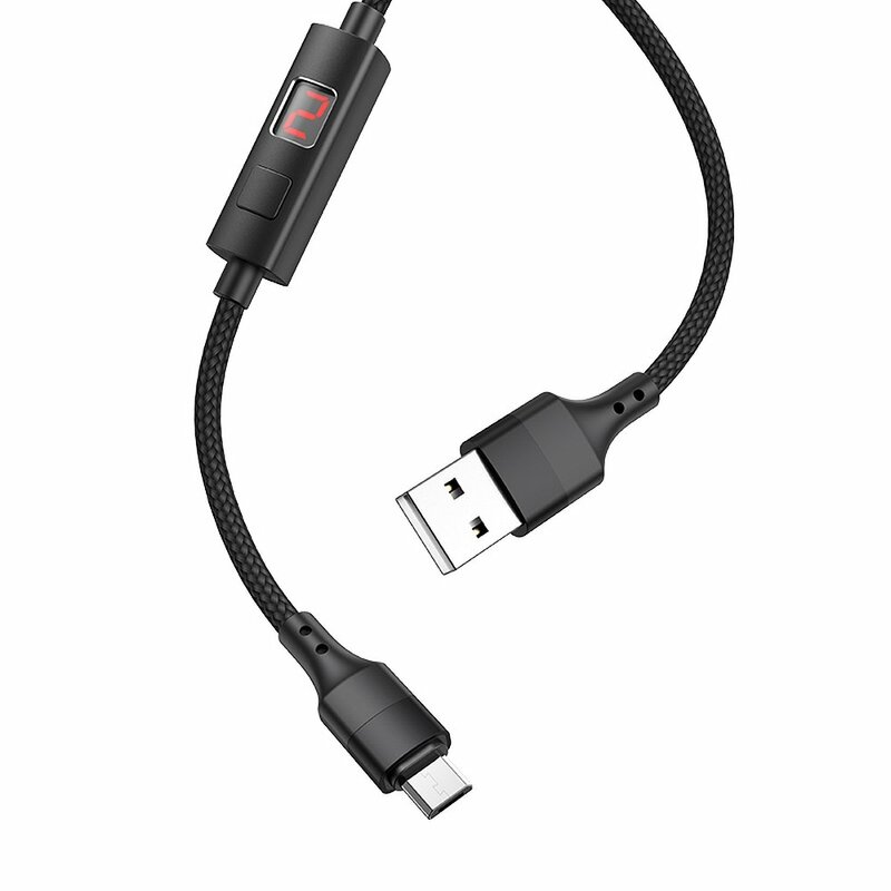 Cablu De Date Hoco Selected S13 Micro-USB Cu Temporizator Si Afisaj LED - Negru