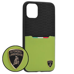 Husa iPhone 11 Lamborghini Urus D8 Din Piele Naturala - Verde/Negru