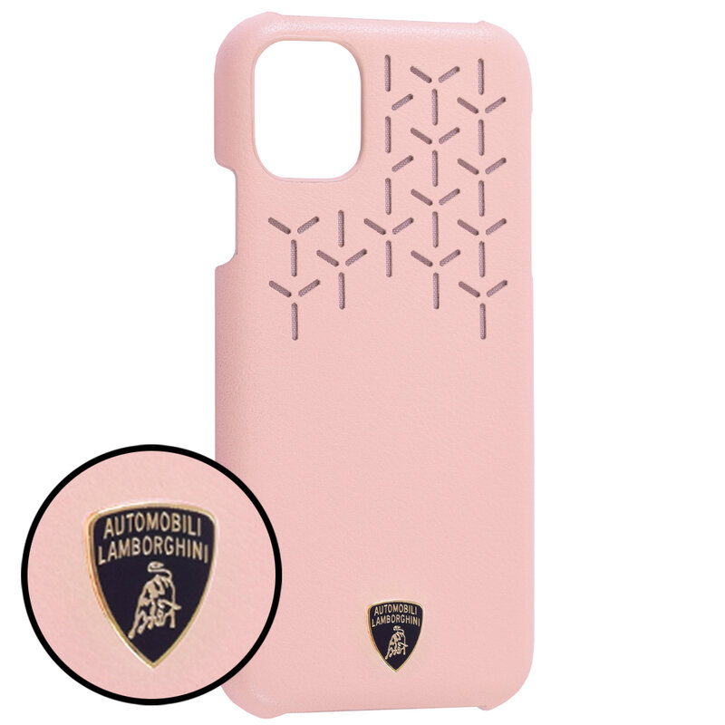 Husa iPhone 11 Lamborghini Urus D9 Din Piele Naturala - Roz