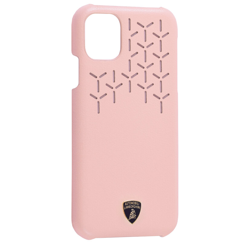 Husa iPhone 11 Lamborghini Urus D9 Din Piele Naturala - Roz
