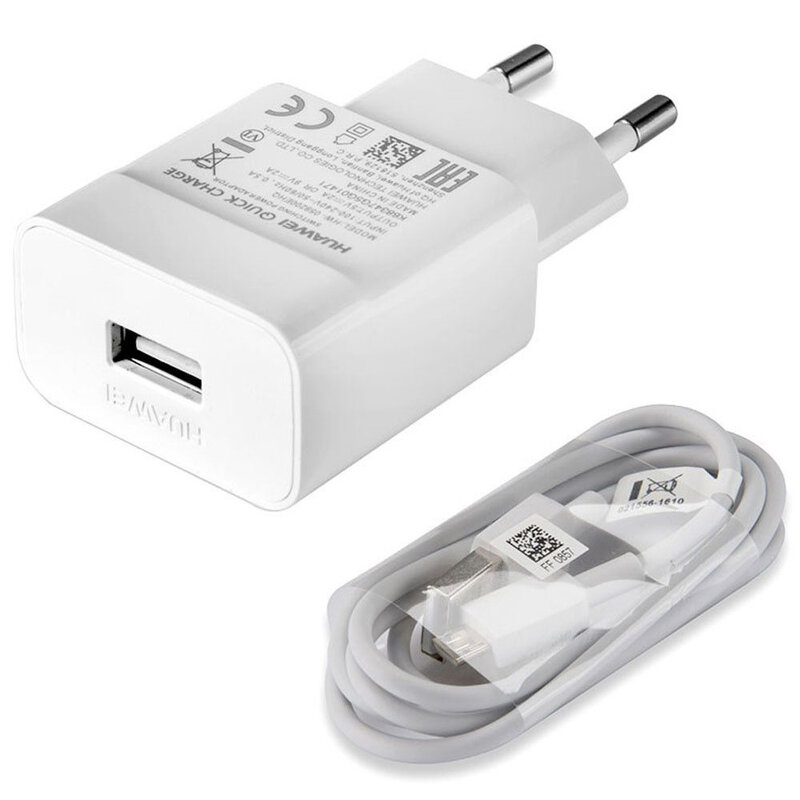 Incarcator Priza Original Huawei Quick Charge 18W + Cablu De Incarcare USB To Micro-USB 1m 2A - Alb