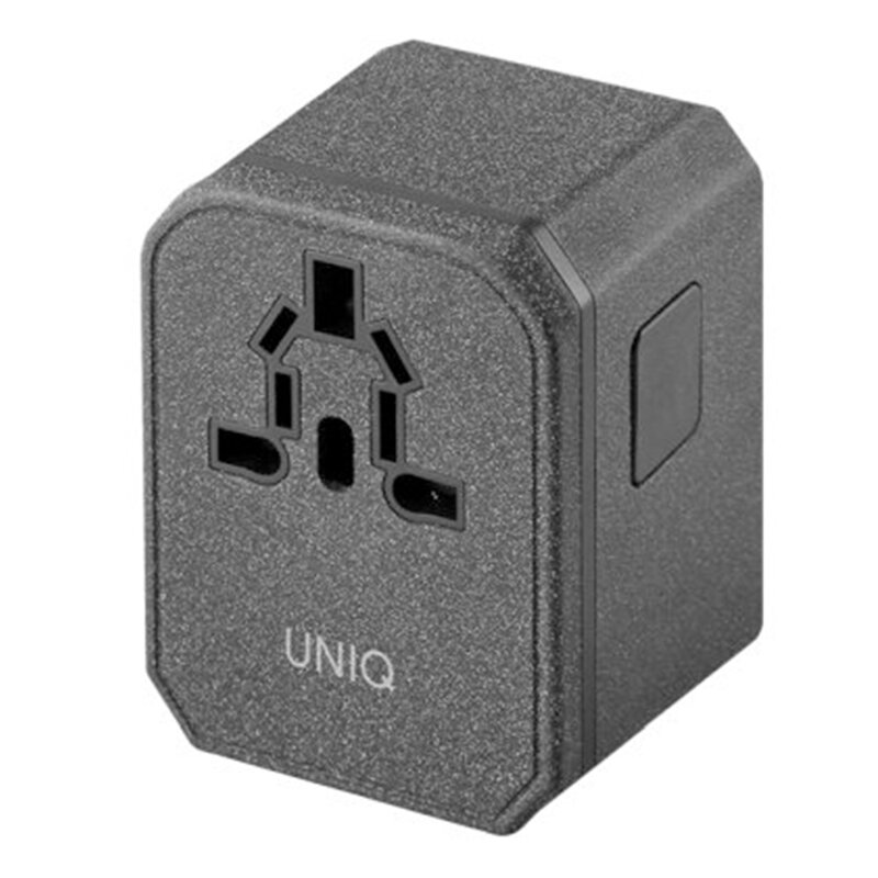Incarcator Priza Uniq VoyagePD 18W 2xUSB/Type-C World Travel Universal Adapter EU/UK/USA/AUS - Gri