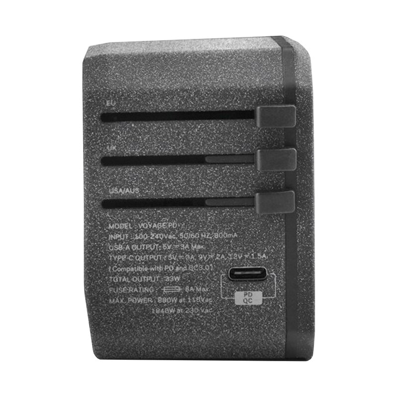 Incarcator Priza Uniq VoyagePD 18W 2xUSB/Type-C World Travel Universal Adapter EU/UK/USA/AUS - Gri