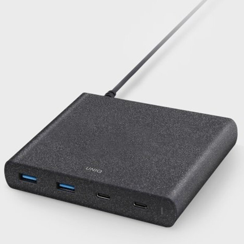 Statie Incarcare Priza Uniq Surge 2x USB + 2x Type-C Cu Cablu De Incarcare - Negru