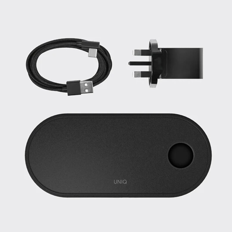 Incarcator Wireless Uniq Aereo 3 in 1 Fast Charging Pad For Iphone/Apple Watch/AirPods - Negru