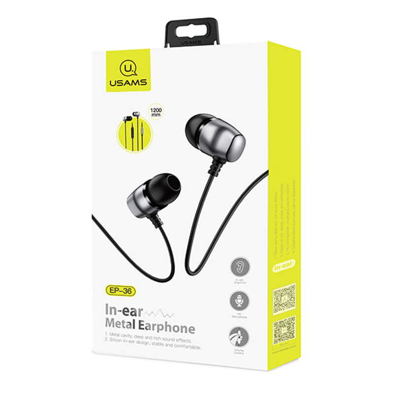 Casti In-Ear Cu Microfon USAMS EP-36 Metal Earphone 1.2m - US-SJ361 - Cenusiu