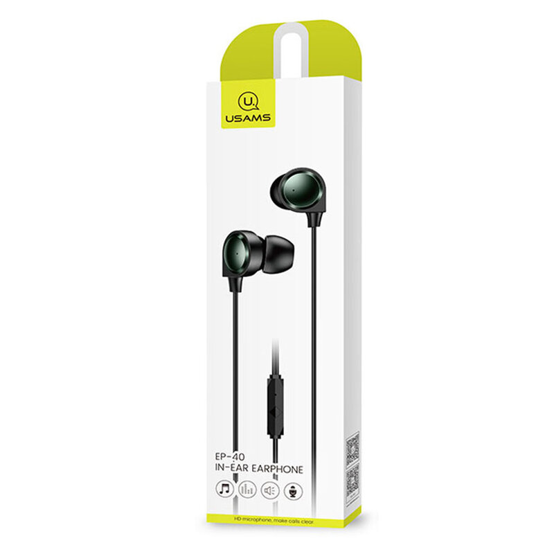 Casti In-Ear Cu Microfon USAMS EP-40 Earphone With Jack 3.5mm 1.2m - US-SJ421 - Negru