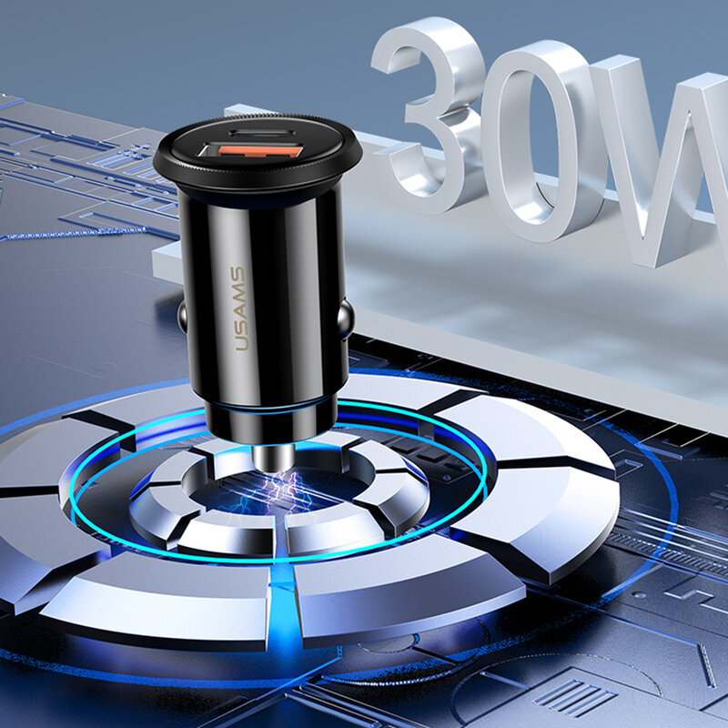 Incarcator Auto USAMS C12 USB QC4.0 + Type-C PD3.0 Fast Charging 8A - US-CC086 - Alb