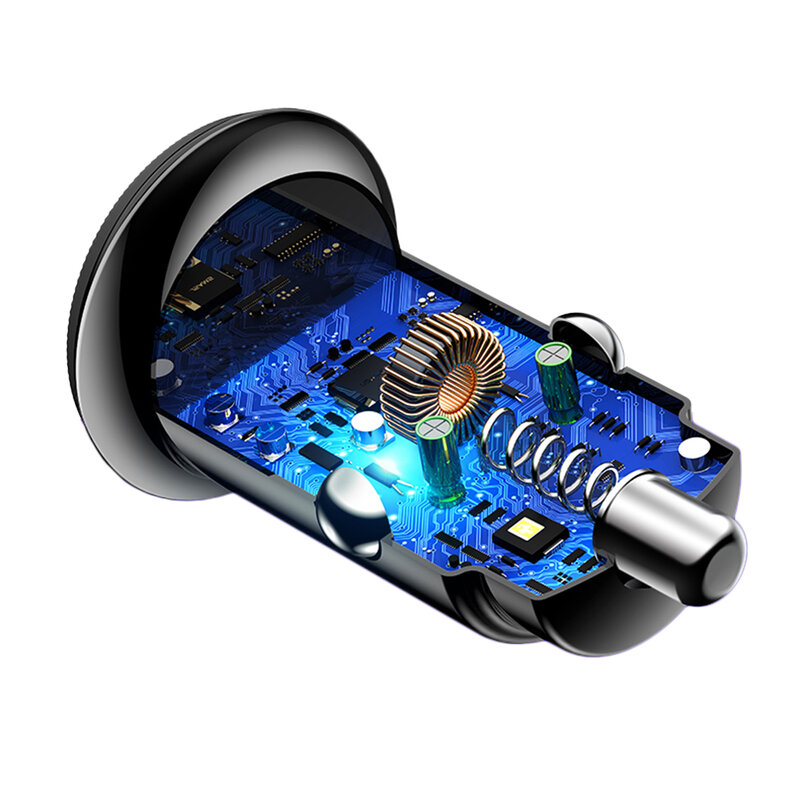 Incarcator Auto USAMS C12 USB QC4.0 + Type-C PD3.0 Fast Charging 8A - US-CC086 - Alb