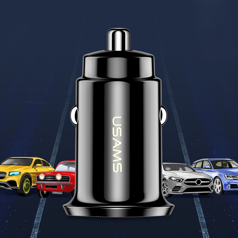 Incarcator Auto USAMS C12 USB QC4.0 + Type-C PD3.0 Fast Charging 8A - US-CC086 - Alb