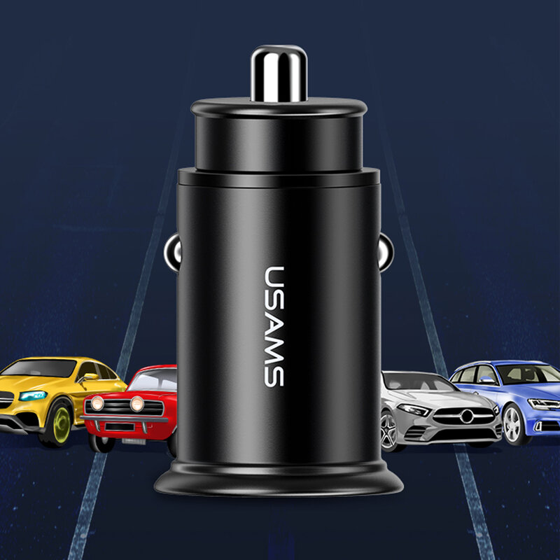 Incarcator Auto USAMS C15 USB QC4.0 + Type-C PD3.0 Fast Charging 8A - US-CC097 - Negru