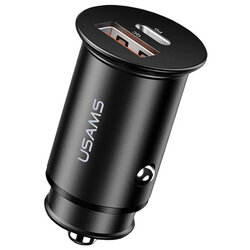 Incarcator Auto USAMS C15 USB QC4.0 + Type-C PD3.0 Fast Charging 8A - US-CC097 - Negru