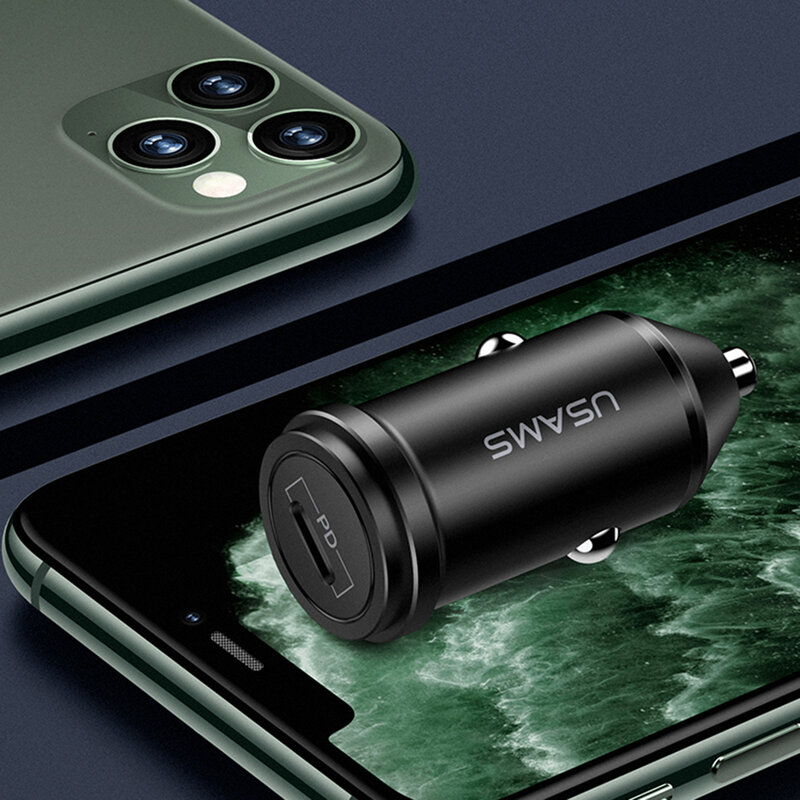 Incarcator Auto USAMS C14 Fast Charging Type-C PD3.0 Aluminum 3A 18W - US-CC095 - Negru