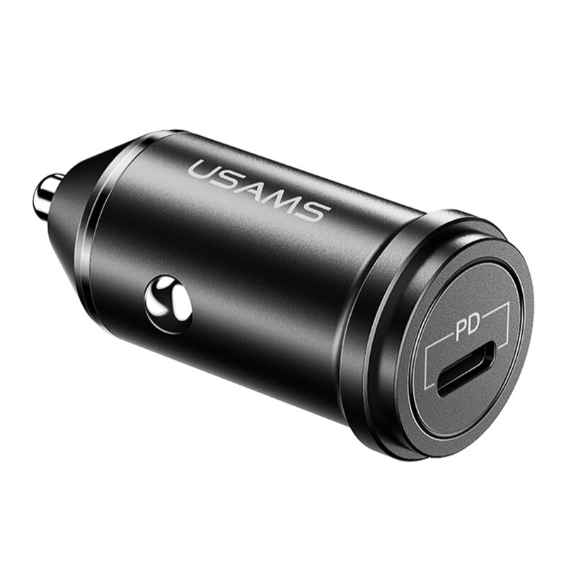 Incarcator Auto USAMS C14 Fast Charging Type-C PD3.0 Aluminum 3A 18W - US-CC095 - Negru