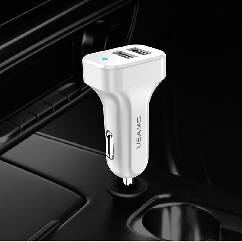 Incarcator Auto USAMS C13 U-star Series Dual USB Cu Lumina Led 2.1A - US-CC087 - Alb