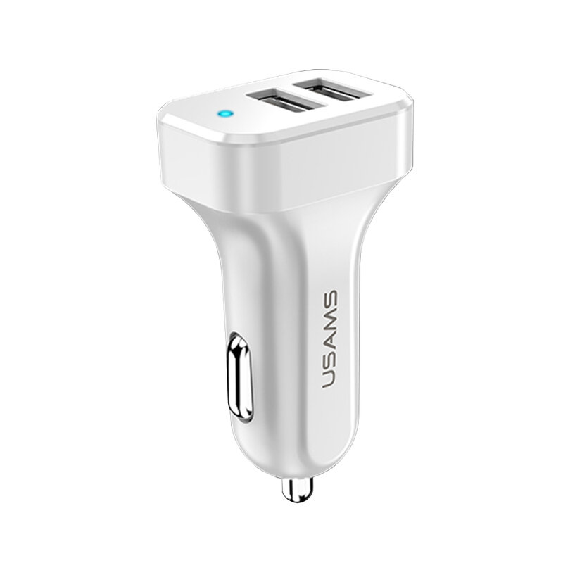 Incarcator Auto USAMS C13 U-star Series Dual USB Cu Lumina Led 2.1A - US-CC087 - Alb