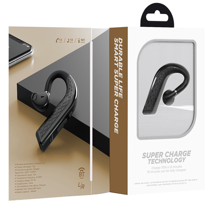 Casca Bluetooth Hoco E48 Superior Business Wireless Headset Left/Right BT V5.0 18h - Negru