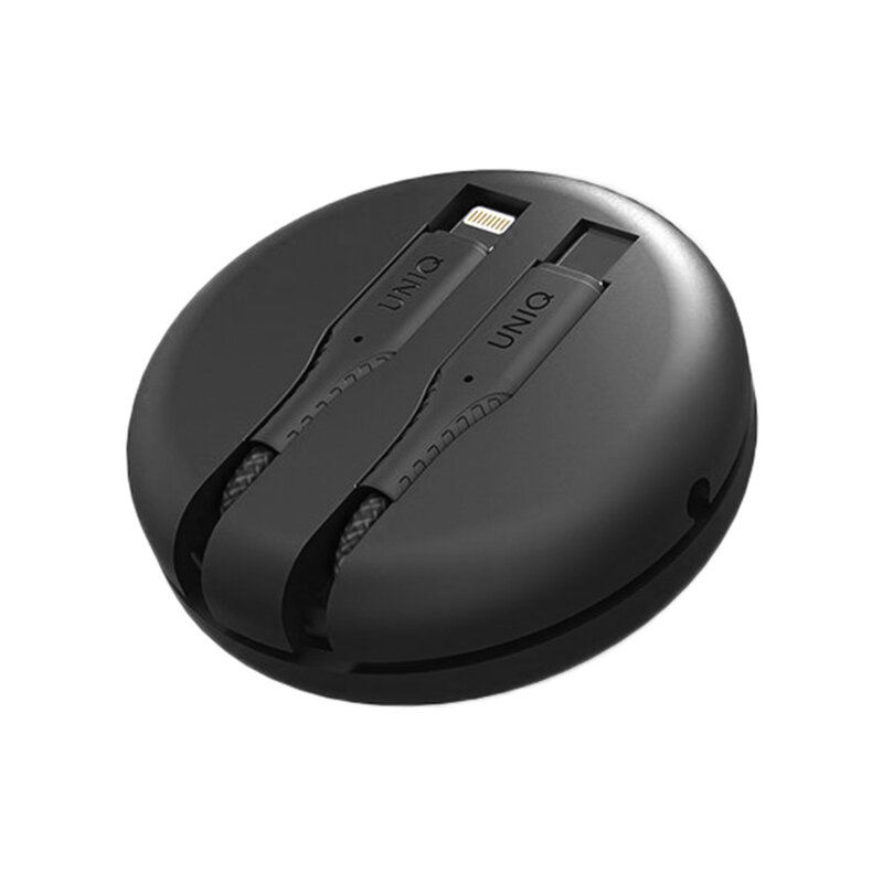 Cablu De Date Uniq Halo Tough Reinforced Type-C To Lightning Cu Organizator Pentru Cabluri 3A 18W - Negru