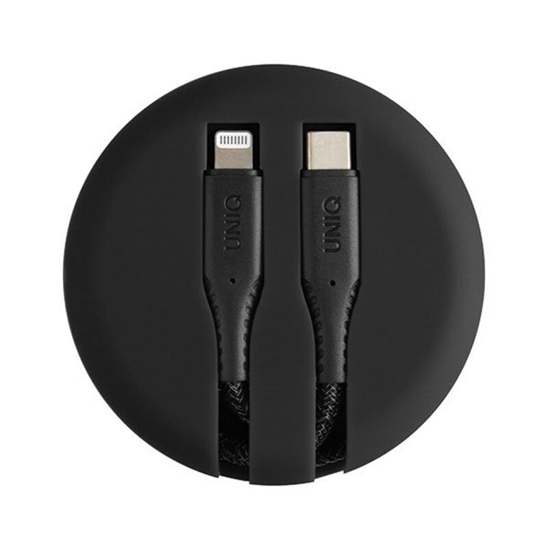 Cablu De Date Uniq Halo Tough Reinforced Type-C To Lightning Cu Organizator Pentru Cabluri 3A 18W - Negru