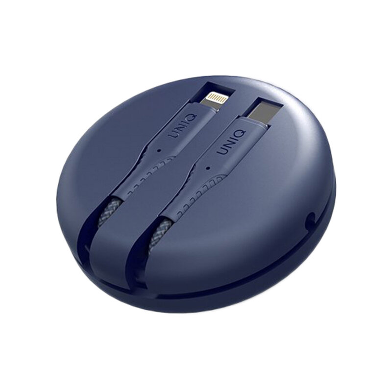 Cablu De Date Uniq Halo Tough Reinforced Type-C To Lightning Cu Organizator Pentru Cabluri 3A 18W - Albastru