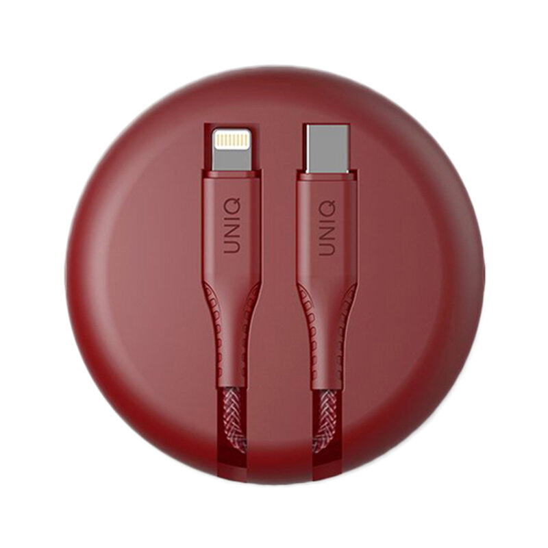 Cablu De Date Uniq Halo Tough Reinforced Type-C To Lightning Cu Organizator Pentru Cabluri 3A 18W - Rosu