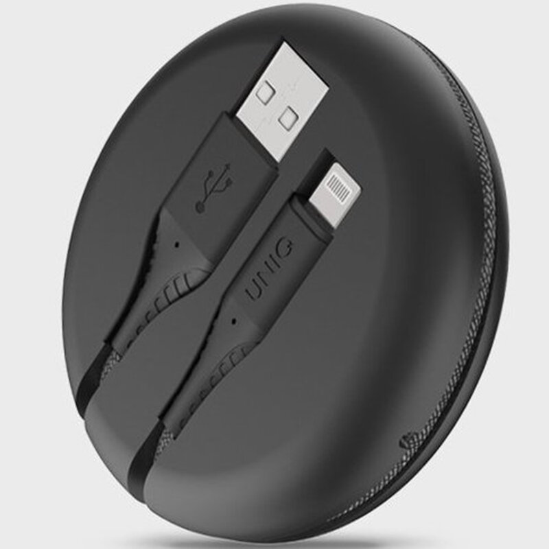 Cablu De Date Uniq Halo Tough Reinforced USB-A To Lightning Cu Organizator Pentru Cabluri 3A 12W - Negru