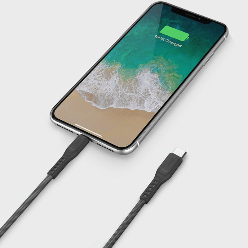 Cablu De Date Uniq Flex Type-C To Lightning Tough Reinforced Military Grade Absotech 3A 18W 1.2m - Cenusiu