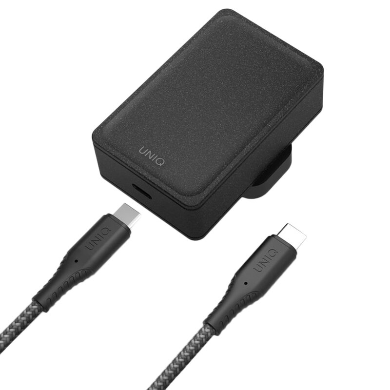 Incarcator Priza Uniq Versa Slim Kit 18W Type-C Universal Adapter + Cablu De Incarcare Type-C 1.2m - Negru