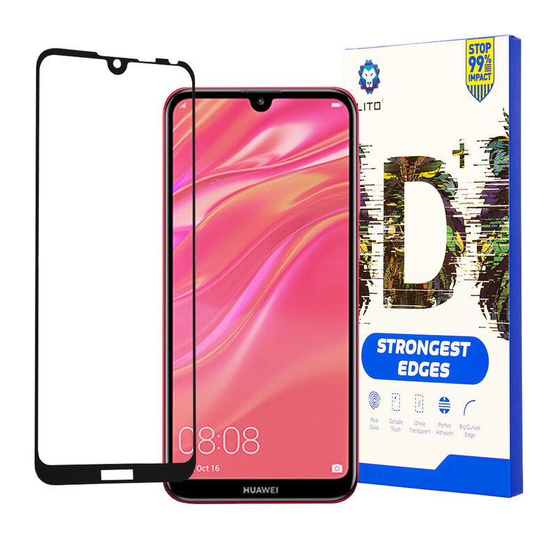 Folie Sticla Huawei Y7 2019 Lito Strongest Edges Cu Rama - Negru