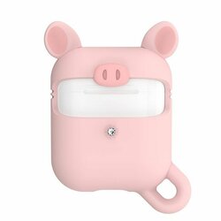 Husa Apple Airpods Kingxbar Adorable Cute Animals Cu Cristale Swarovski Din Silicon - Pink Pig
