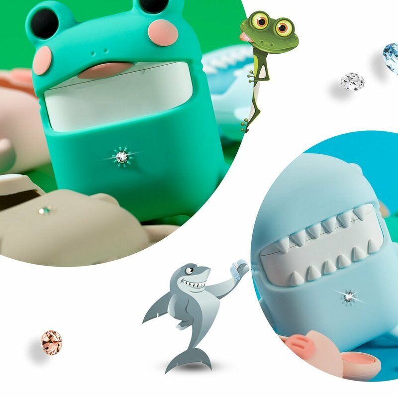 Husa Apple Airpods Kingxbar Adorable Cute Animals Cu Cristale Swarovski Din Silicon - Brown Owl